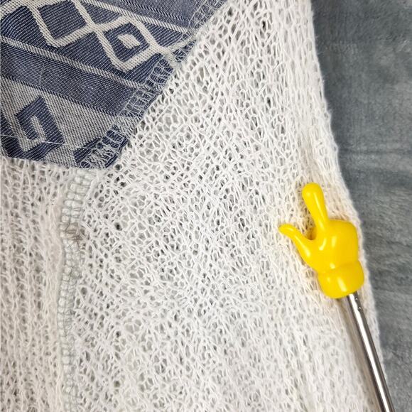 Womens Top Large Boho Chic Knit Country Western Lace Aztec Button Down Feminine - Picture 4 of 8